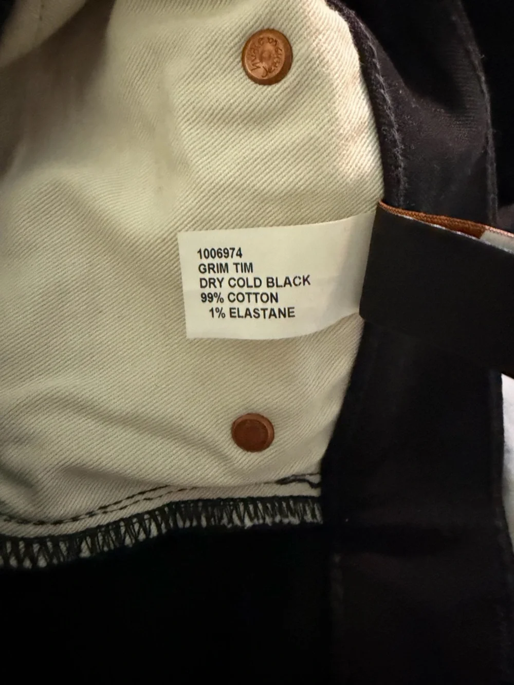 NWOT Nudie Grim Tim in Dry Cold Black (1006974) Unwashed & Unaltered 34” Inseam - Picture 6 of 7